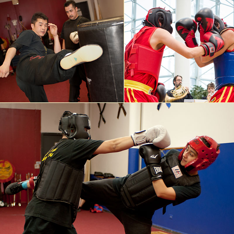 Collage of students practicing Sanshou Self-Defense