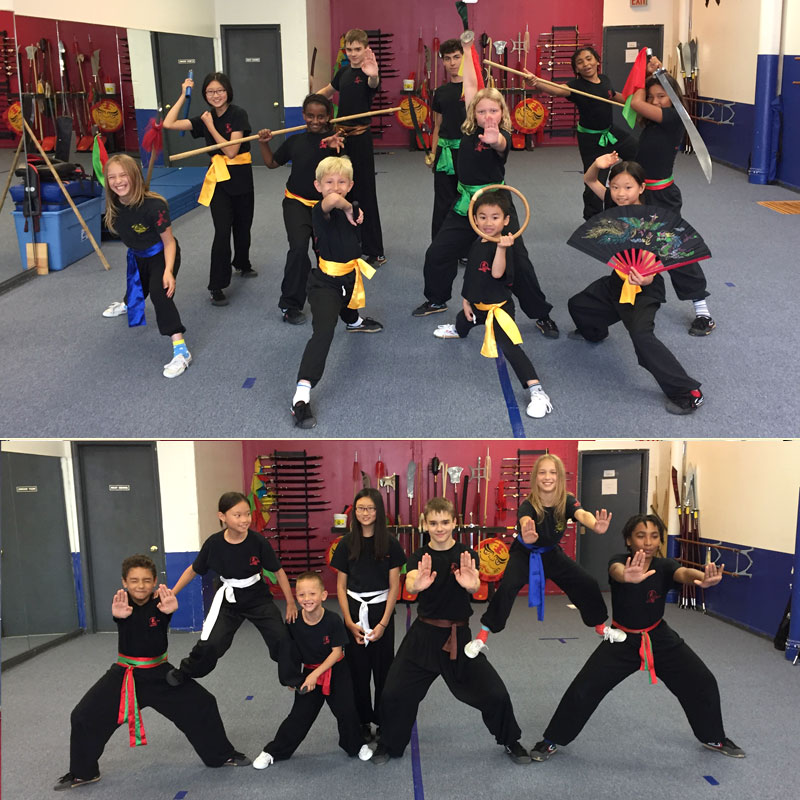 Collage of students at our Kung Fu Summer Camp