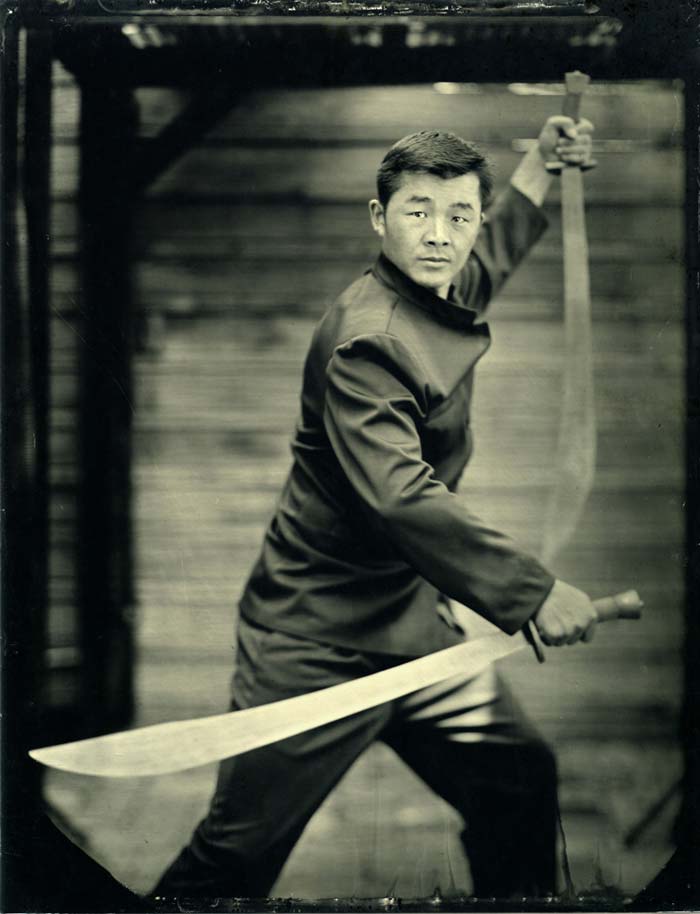 Portrait of Master JingChao Wu With Double Broad Swords